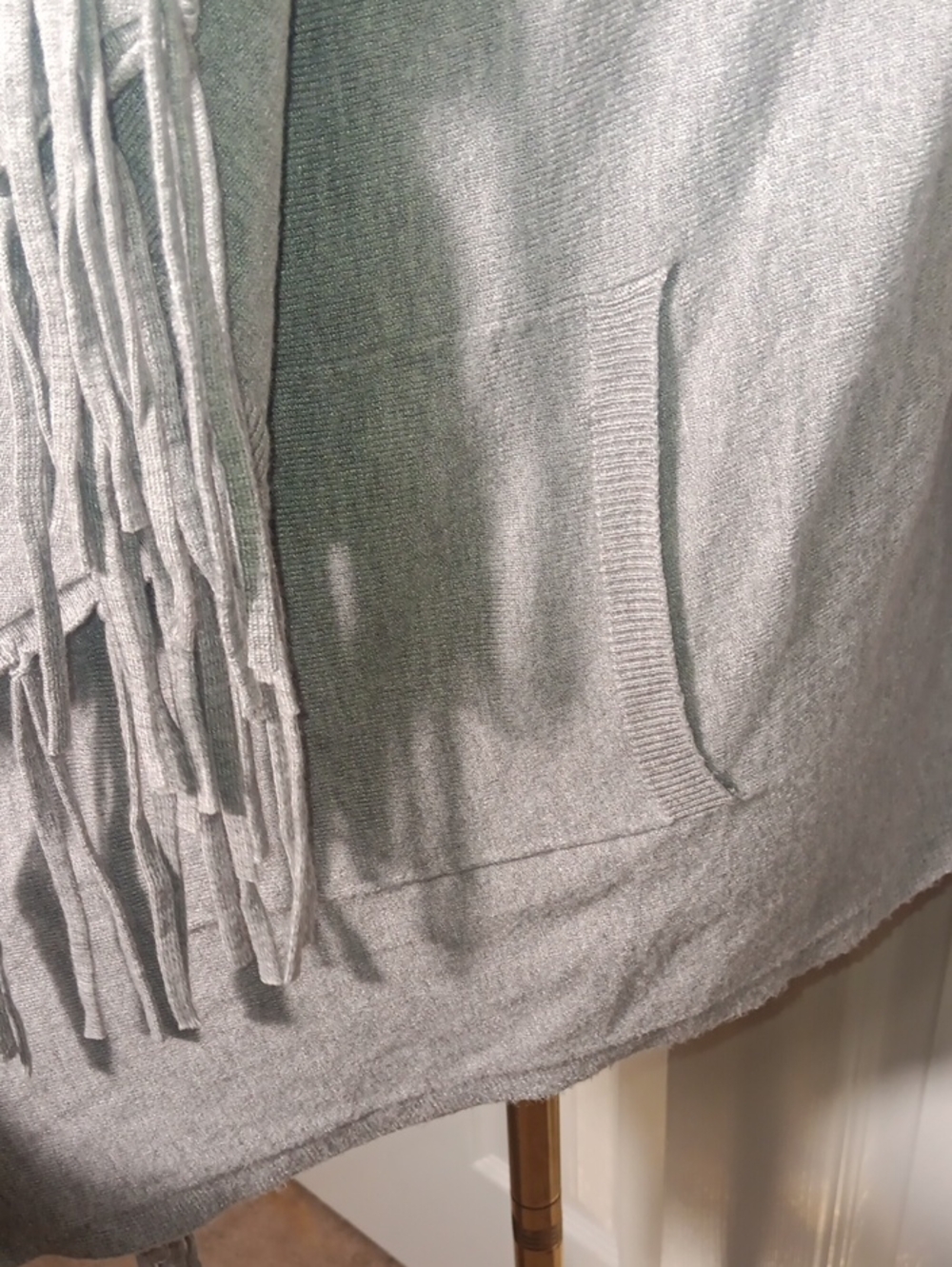 NWT Vila Milano Heather Grey Fringe Open Front Cardigan W/ Pockets - Size Small - Picture 3 of 11